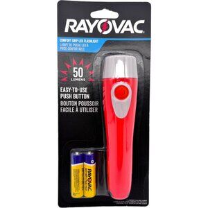 Rayovac Comfort Grip LED Flashlight 50 Lumen with Batteries Red